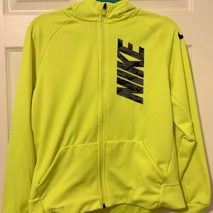 Nike Neon Yellow Dri-Fit Fleece Full Zip Hoodie